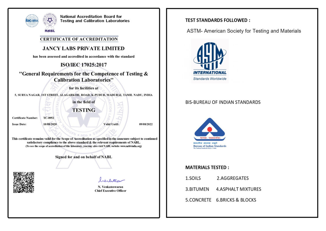 Best NABL accredited civil Laboratory in Madurai, Tamil Nadu