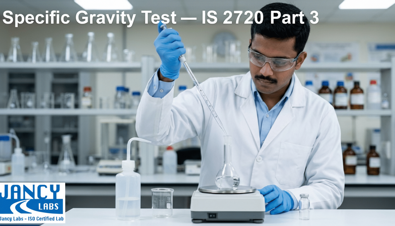 Specific Gravity Test Lab Madurai | NABL | Jancy Labs